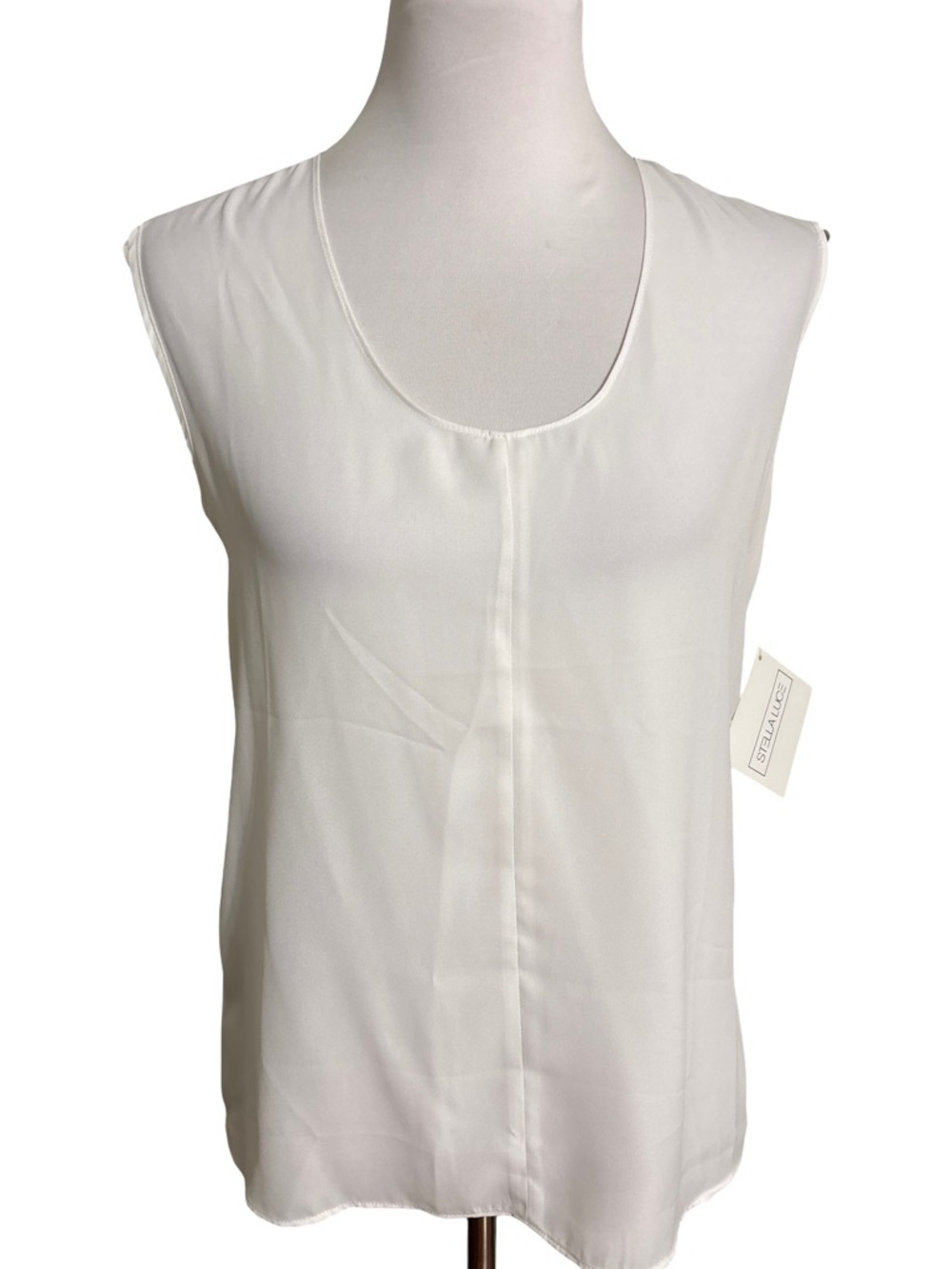 Stella Luce White Scoop Neck Sleeveless Tank Top